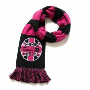 VINTAGE Roller Derby - London Rollergirls Woven Scarf Double-Sided Pink & Black